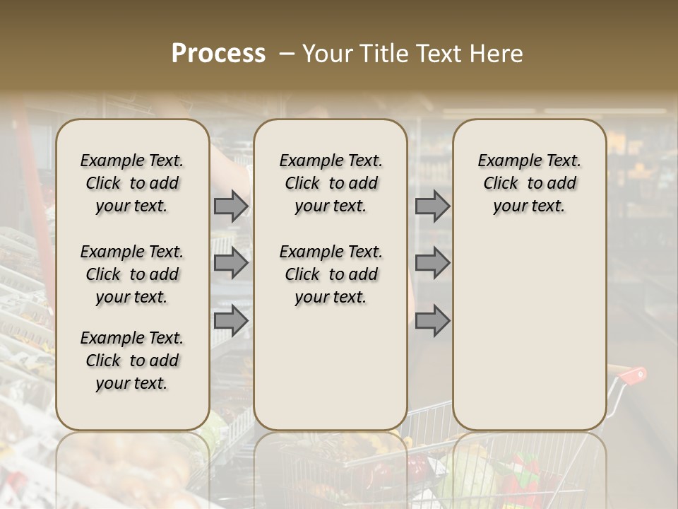 Beautiful Young Woman Standing With A Trolley At A Supermarket PowerPoint Template