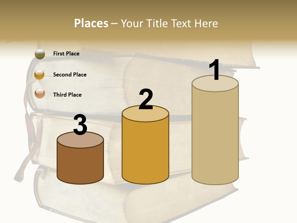 Stack Of Vintage Books, Isolated On White Background PowerPoint Template