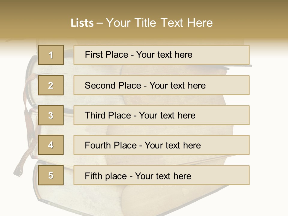 Stack Of Vintage Books, Isolated On White Background PowerPoint Template