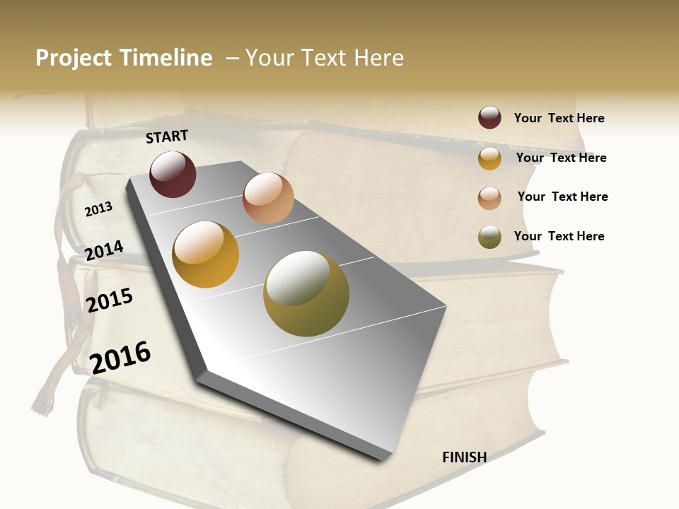 Stack Of Vintage Books, Isolated On White Background PowerPoint Template