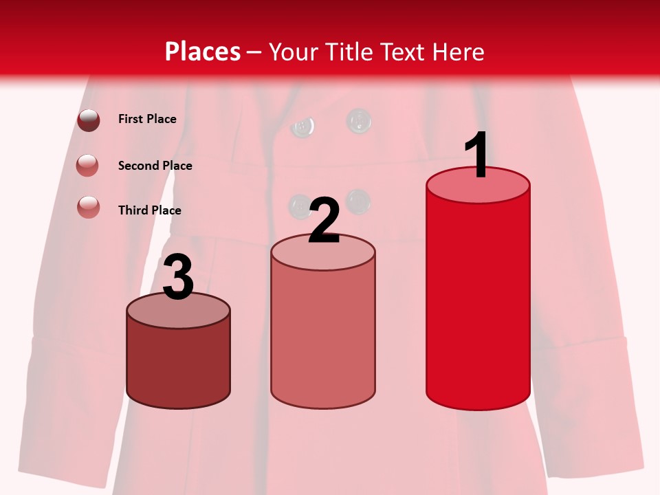 Woman Red Long Coat Isolated On White Background PowerPoint Template