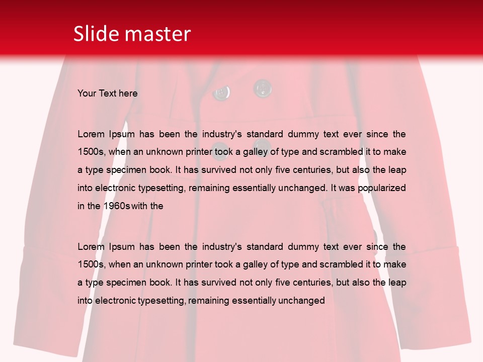 Woman Red Long Coat Isolated On White Background PowerPoint Template