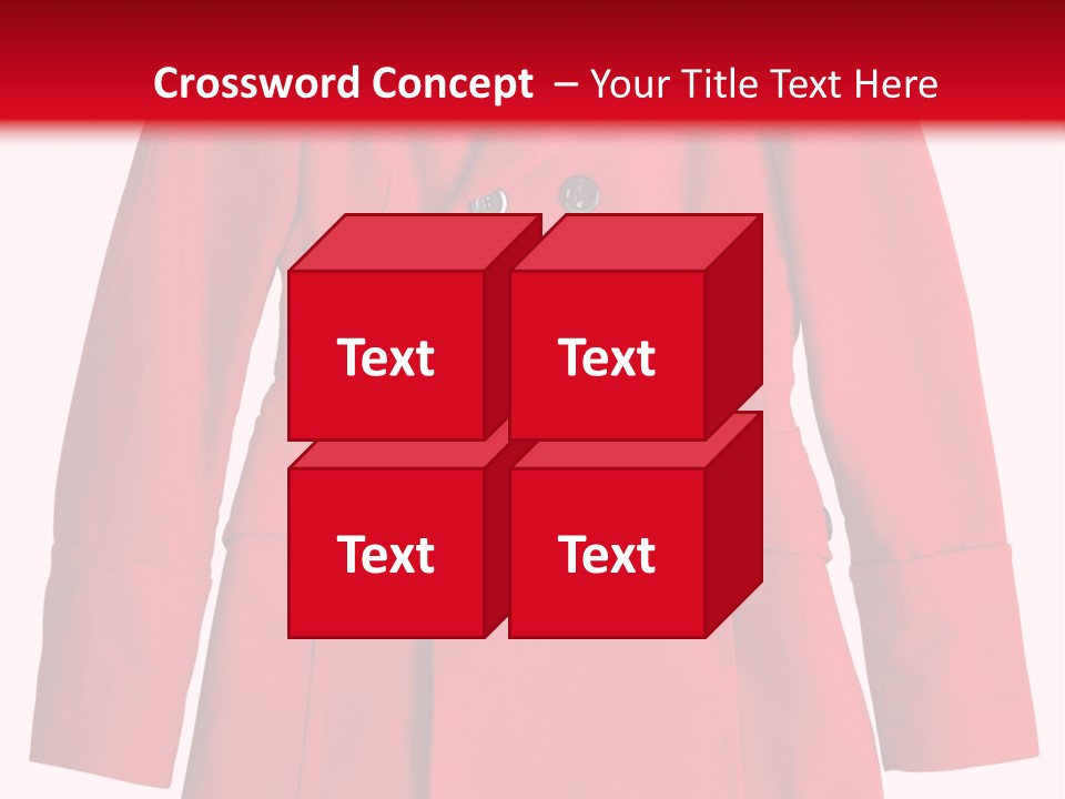 Woman Red Long Coat Isolated On White Background PowerPoint Template