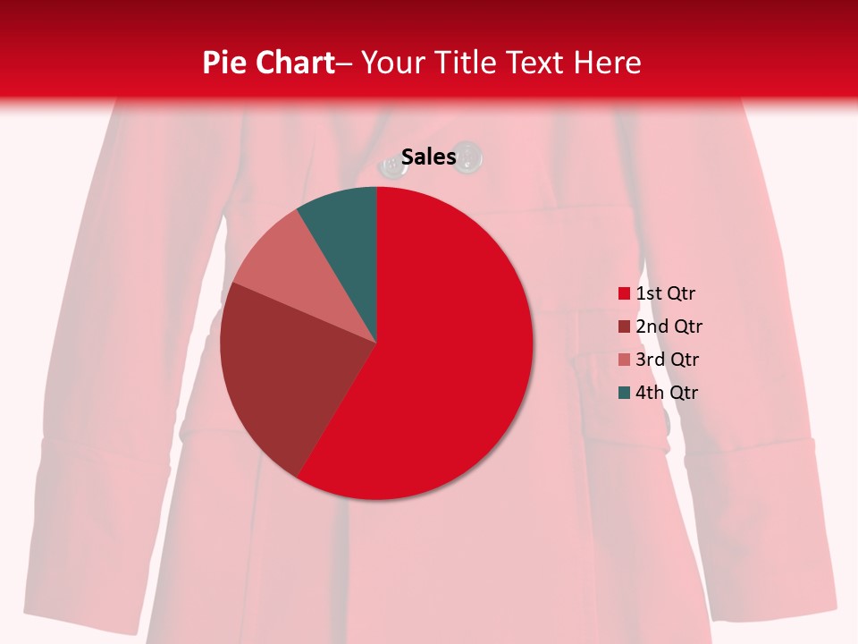 Woman Red Long Coat Isolated On White Background PowerPoint Template