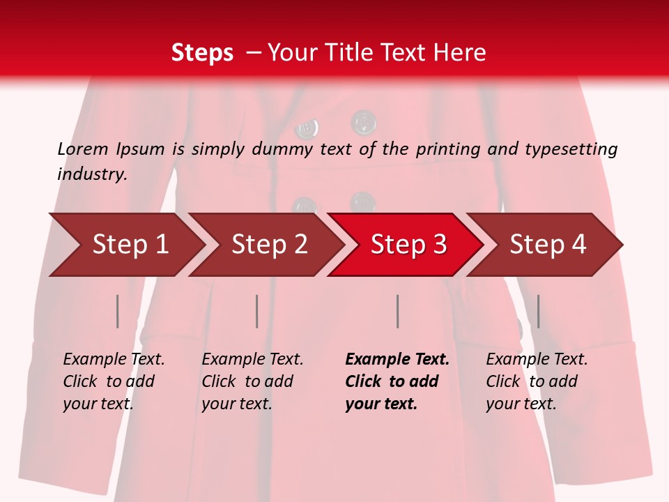 Woman Red Long Coat Isolated On White Background PowerPoint Template