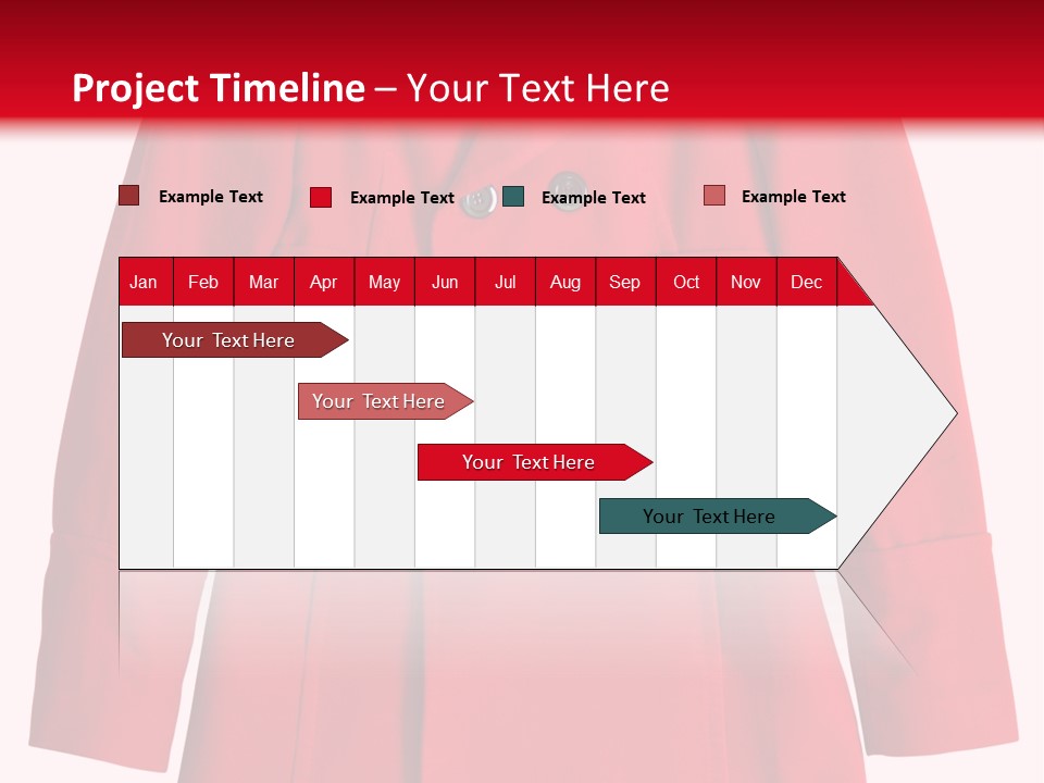 Woman Red Long Coat Isolated On White Background PowerPoint Template