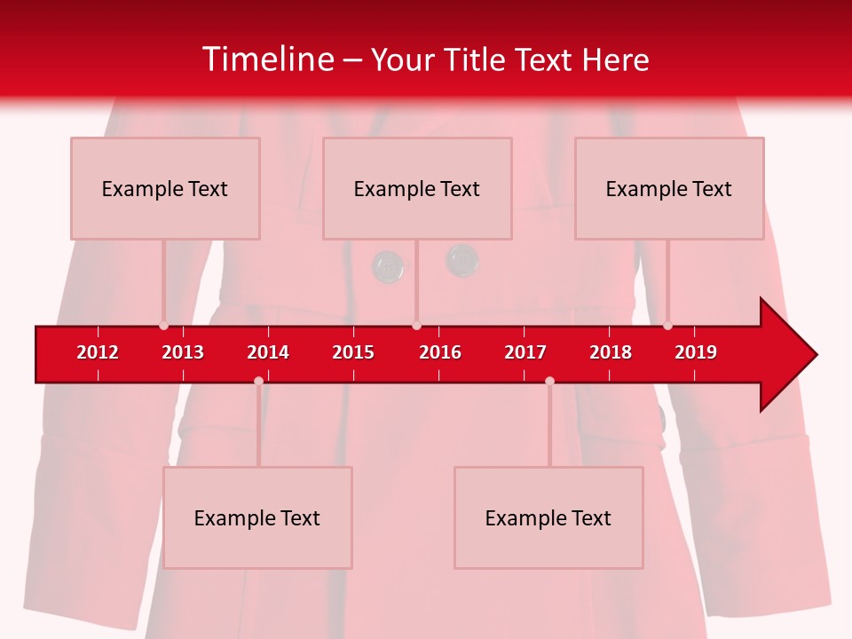 Woman Red Long Coat Isolated On White Background PowerPoint Template