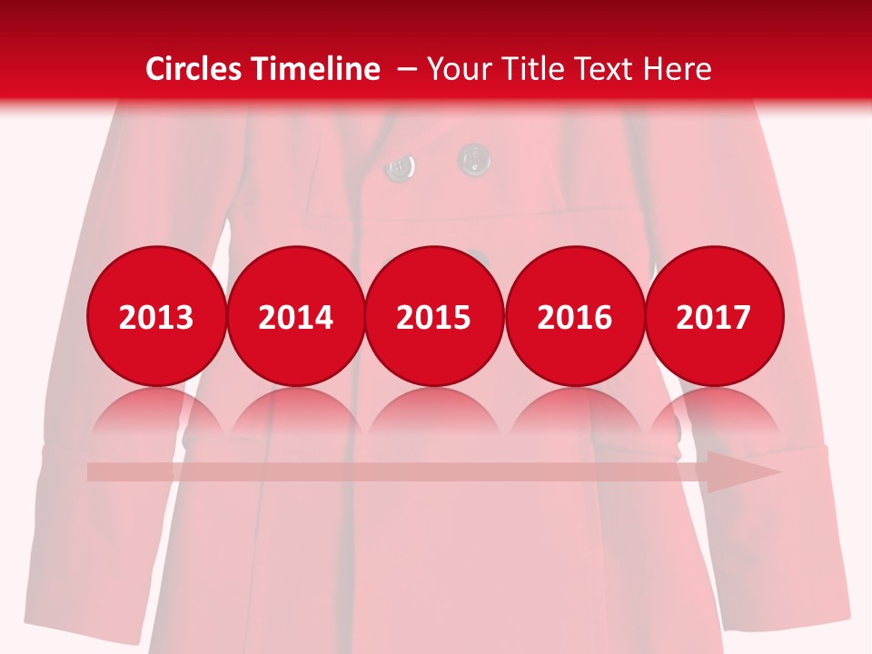 Woman Red Long Coat Isolated On White Background PowerPoint Template