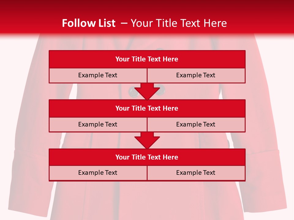 Woman Red Long Coat Isolated On White Background PowerPoint Template