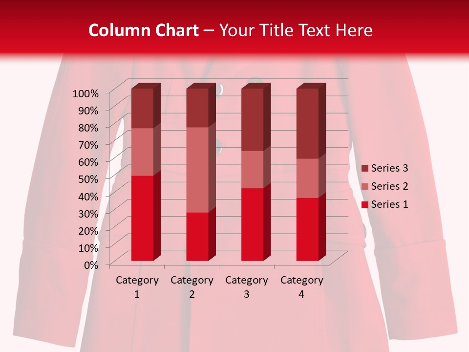 Woman Red Long Coat Isolated On White Background PowerPoint Template