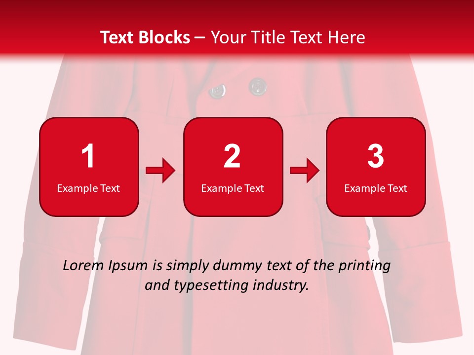 Woman Red Long Coat Isolated On White Background PowerPoint Template