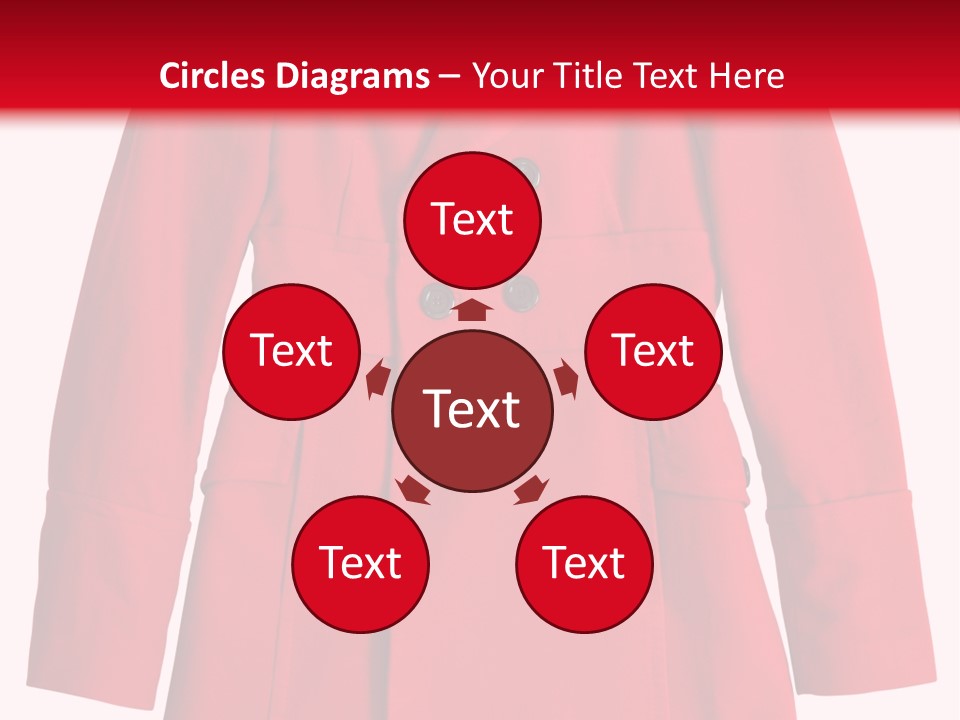 Woman Red Long Coat Isolated On White Background PowerPoint Template