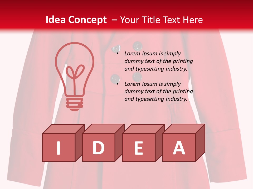 Woman Red Long Coat Isolated On White Background PowerPoint Template