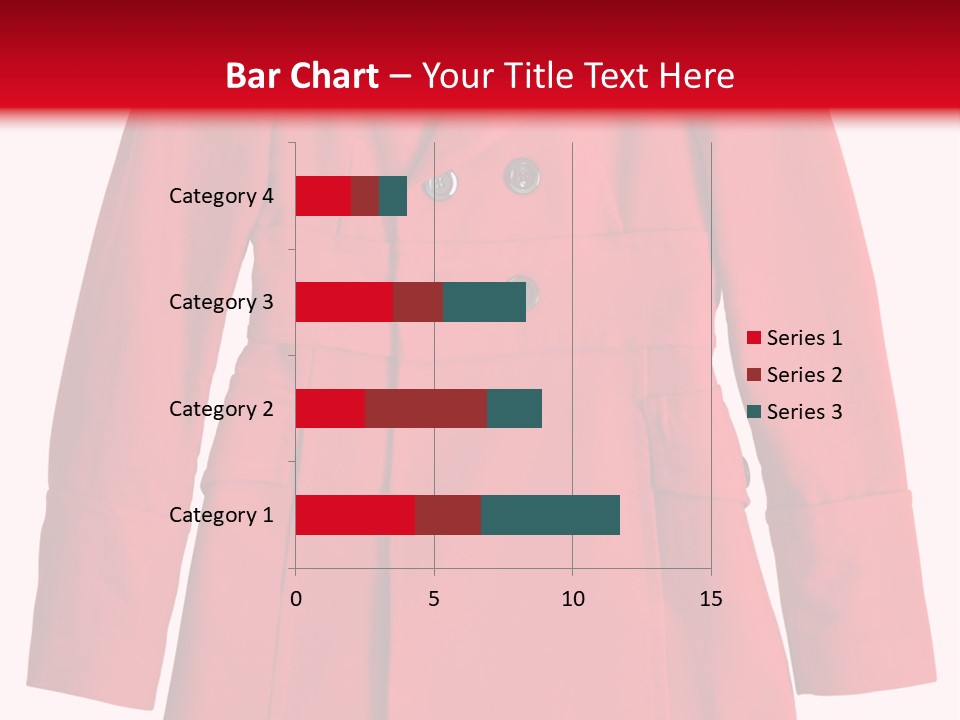 Woman Red Long Coat Isolated On White Background PowerPoint Template