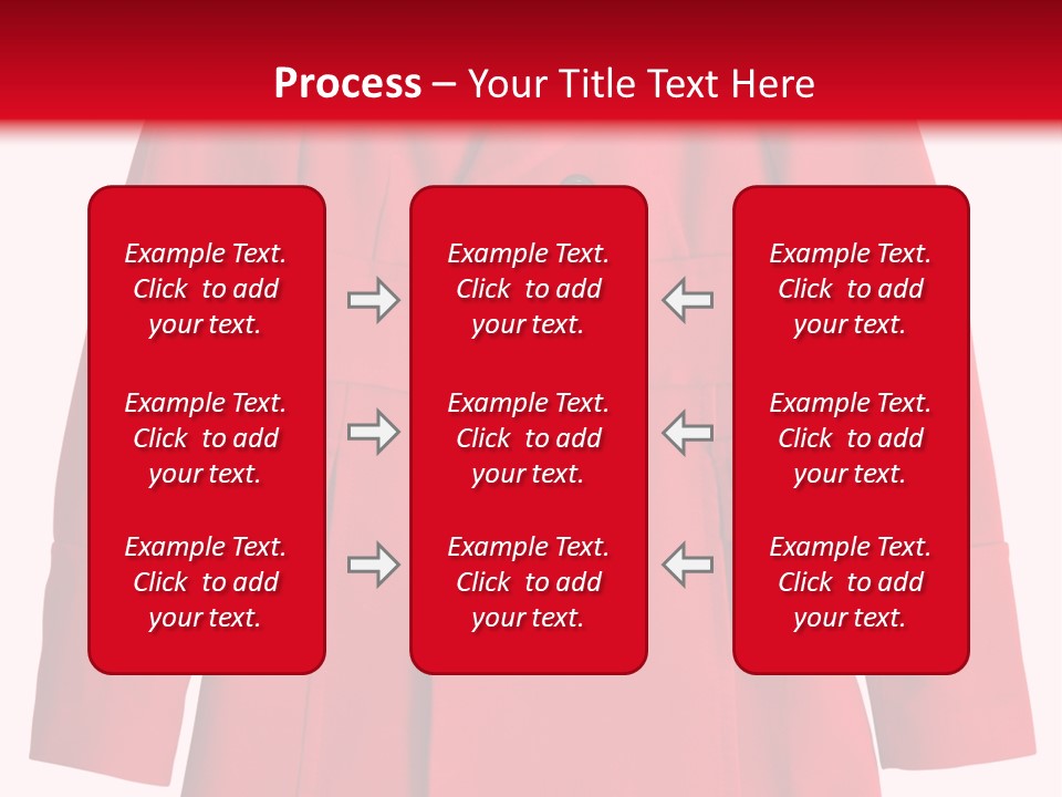 Woman Red Long Coat Isolated On White Background PowerPoint Template