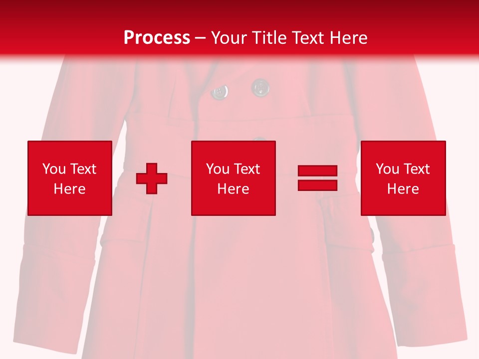 Woman Red Long Coat Isolated On White Background PowerPoint Template