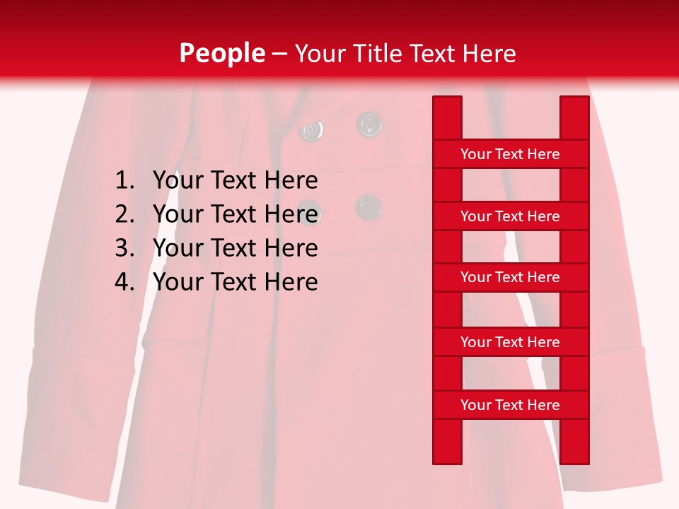 Woman Red Long Coat Isolated On White Background PowerPoint Template