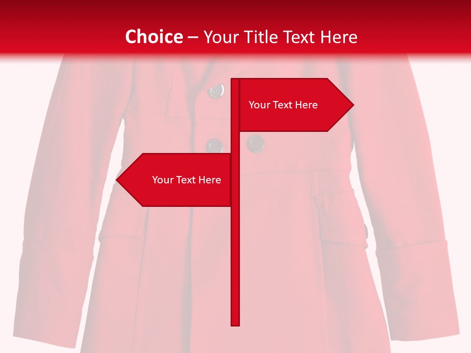 Woman Red Long Coat Isolated On White Background PowerPoint Template