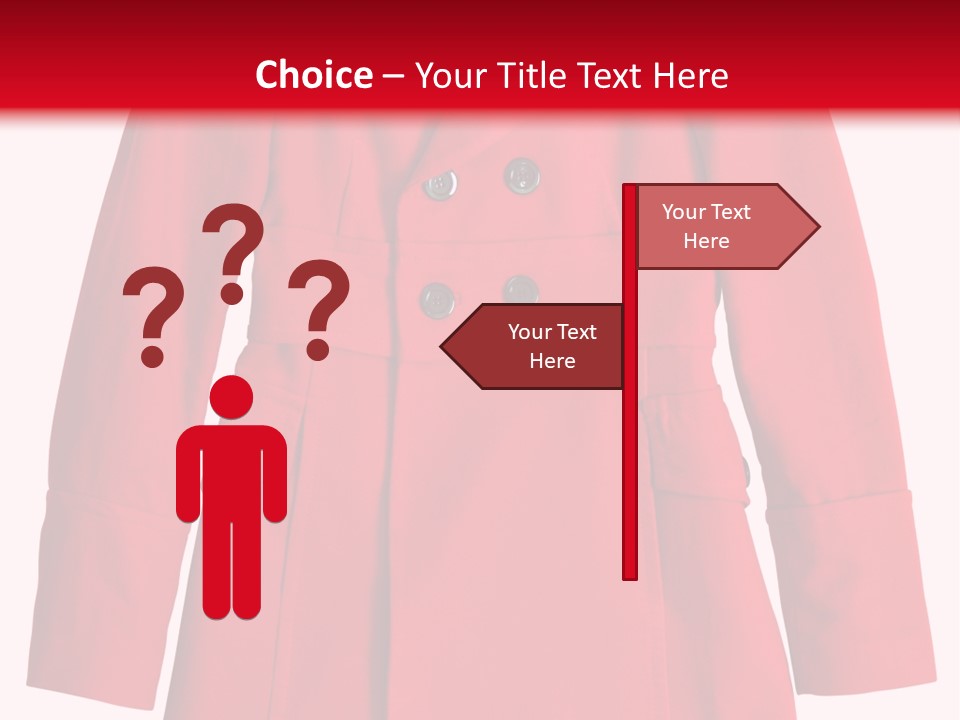 Woman Red Long Coat Isolated On White Background PowerPoint Template