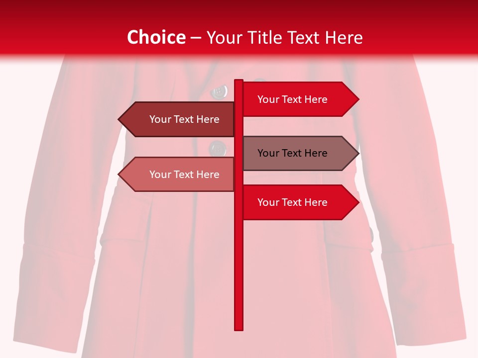 Woman Red Long Coat Isolated On White Background PowerPoint Template