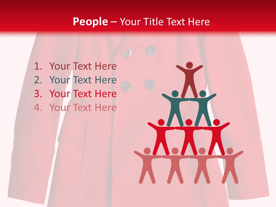 Woman Red Long Coat Isolated On White Background PowerPoint Template