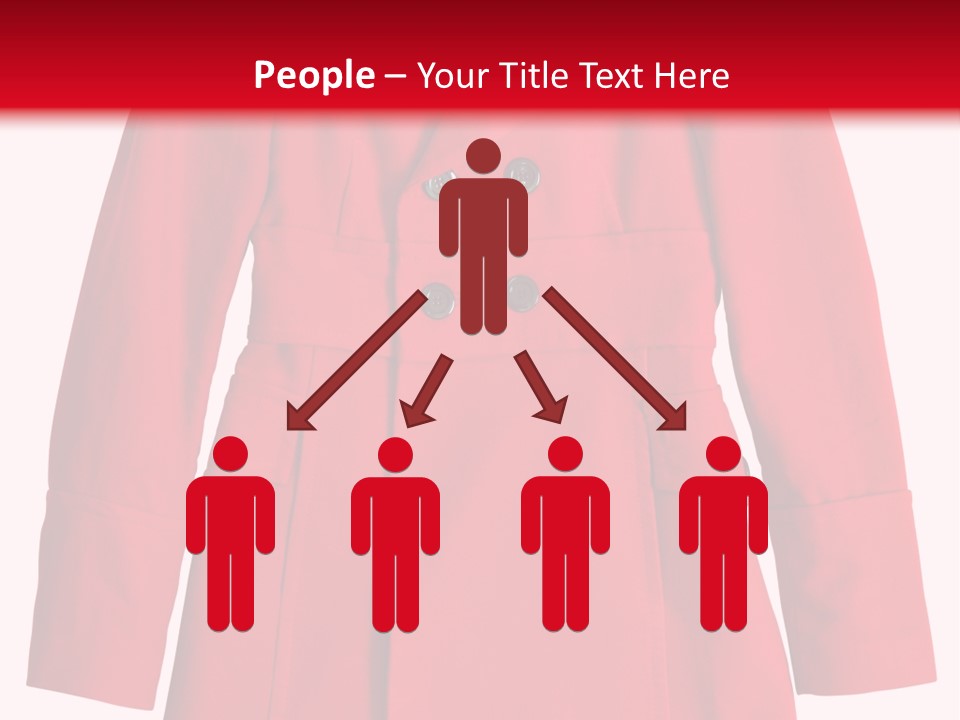 Woman Red Long Coat Isolated On White Background PowerPoint Template