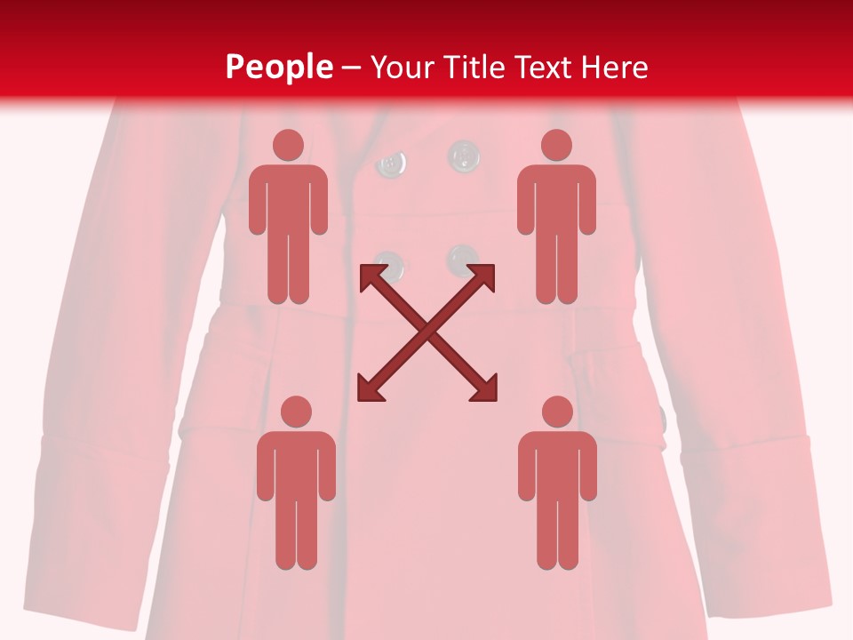 Woman Red Long Coat Isolated On White Background PowerPoint Template