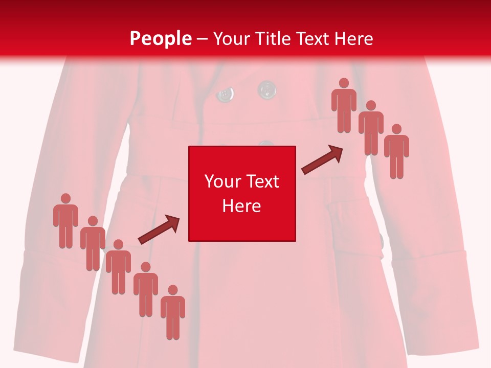 Woman Red Long Coat Isolated On White Background PowerPoint Template