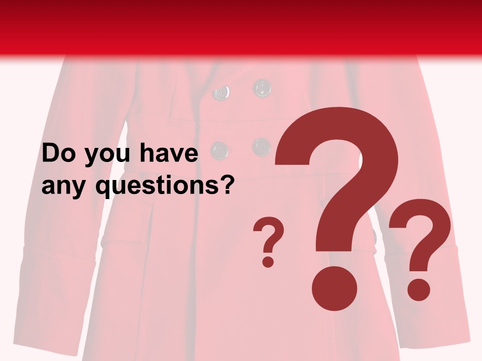 Woman Red Long Coat Isolated On White Background PowerPoint Template