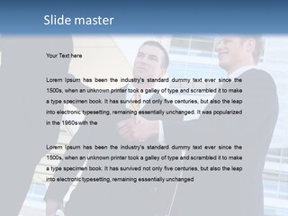 A Business Man And Woman Team At Office Shaking Hands PowerPoint Template
