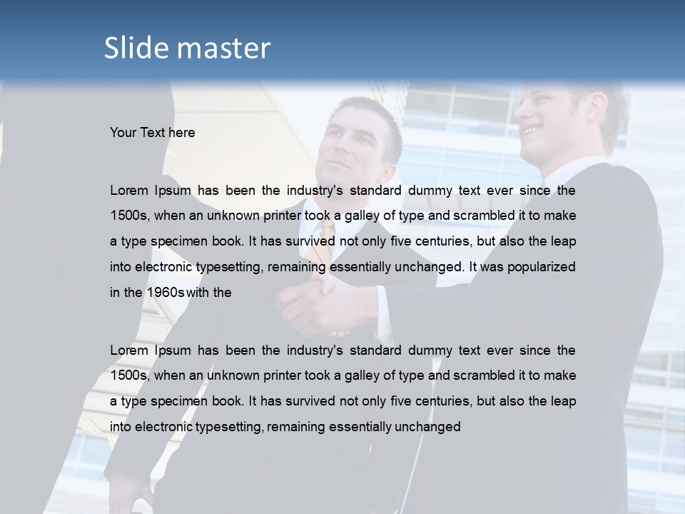 A Business Man And Woman Team At Office Shaking Hands PowerPoint Template