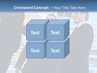 A Business Man And Woman Team At Office Shaking Hands PowerPoint Template