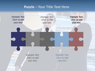 A Business Man And Woman Team At Office Shaking Hands PowerPoint Template