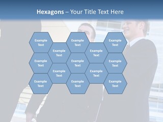 A Business Man And Woman Team At Office Shaking Hands PowerPoint Template
