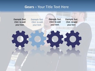 A Business Man And Woman Team At Office Shaking Hands PowerPoint Template