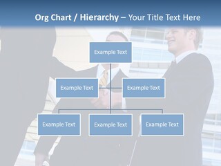 A Business Man And Woman Team At Office Shaking Hands PowerPoint Template