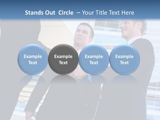 A Business Man And Woman Team At Office Shaking Hands PowerPoint Template