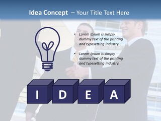 A Business Man And Woman Team At Office Shaking Hands PowerPoint Template