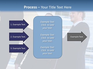 A Business Man And Woman Team At Office Shaking Hands PowerPoint Template