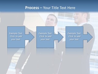 A Business Man And Woman Team At Office Shaking Hands PowerPoint Template