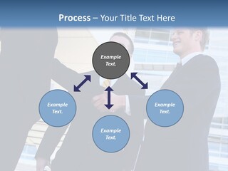 A Business Man And Woman Team At Office Shaking Hands PowerPoint Template
