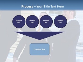 A Business Man And Woman Team At Office Shaking Hands PowerPoint Template