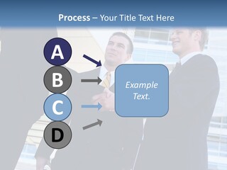A Business Man And Woman Team At Office Shaking Hands PowerPoint Template