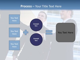 A Business Man And Woman Team At Office Shaking Hands PowerPoint Template
