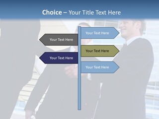 A Business Man And Woman Team At Office Shaking Hands PowerPoint Template