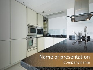 Fully Fitted Modern Kitchen With All Appliances PowerPoint Template