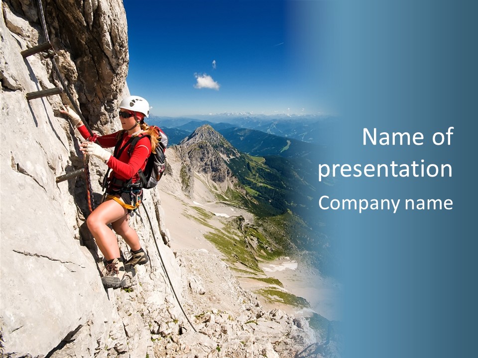 Girl Climbing Mountains PowerPoint Template