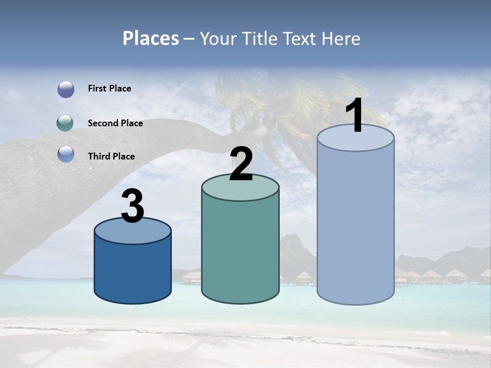 Beach Resort In Bora Bora Lagoon Waters With Hanging Palm Tree PowerPoint Template