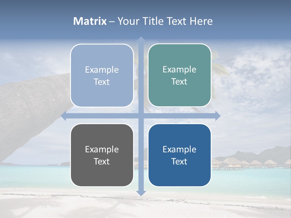 Beach Resort In Bora Bora Lagoon Waters With Hanging Palm Tree PowerPoint Template