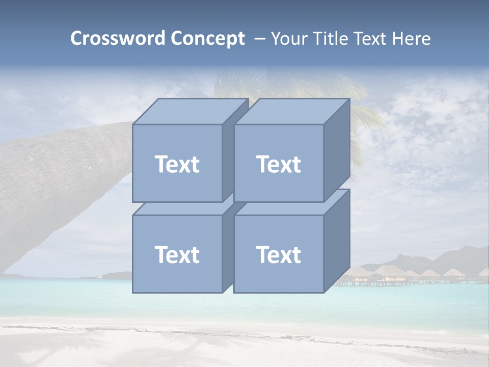 Beach Resort In Bora Bora Lagoon Waters With Hanging Palm Tree PowerPoint Template